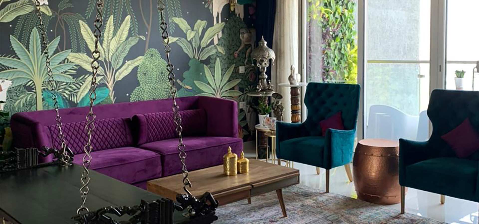 Modern living room with sleek furniture